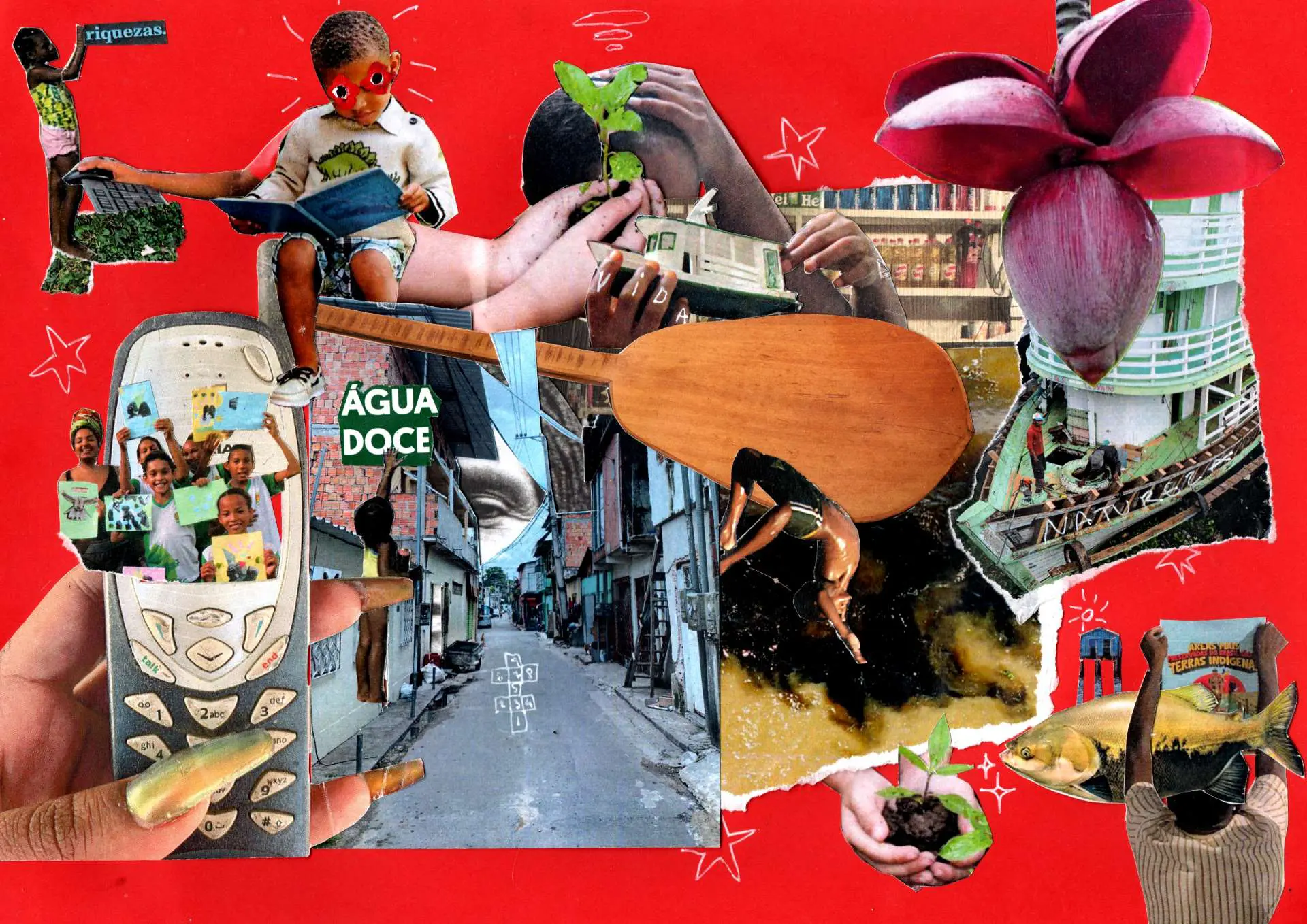 Presentismo Amazo╠énico. Tudo esta aqui. 2024. Colagem manual. 2