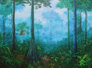 Rainha das árvores, óleo sobre tela 150 x 200 cm 2024, fotografo Jú. Queiroz Grande