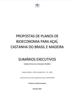 PROPOSTAS DE PLANOS DE BIOECONOMIA PARA AÇAÍ