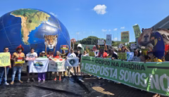 Protesto em Belém realizado diante de onde será a Blue Zone